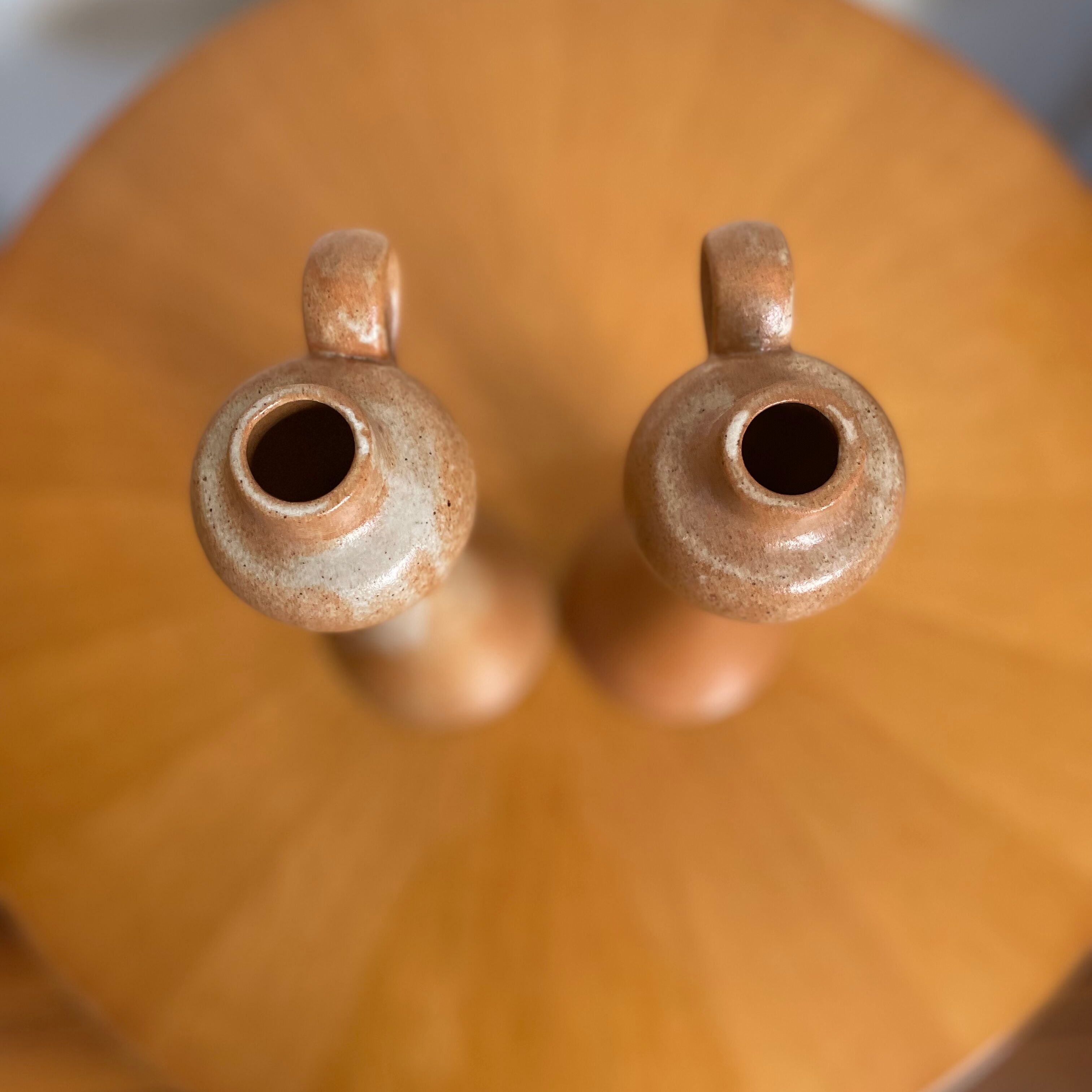 Pair of vintage 1960 sandstone candle holders