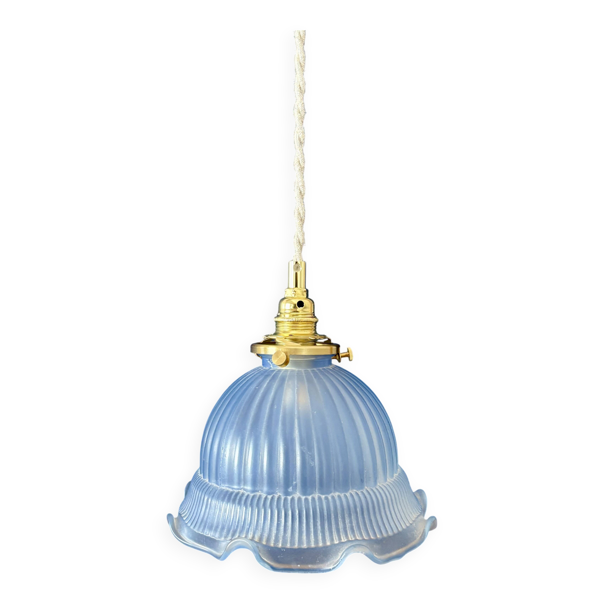 Vintage blue glass pendant light