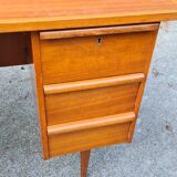 Bureau en bois pieds compas années 60