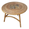 Round rattan and ceramic coffee table