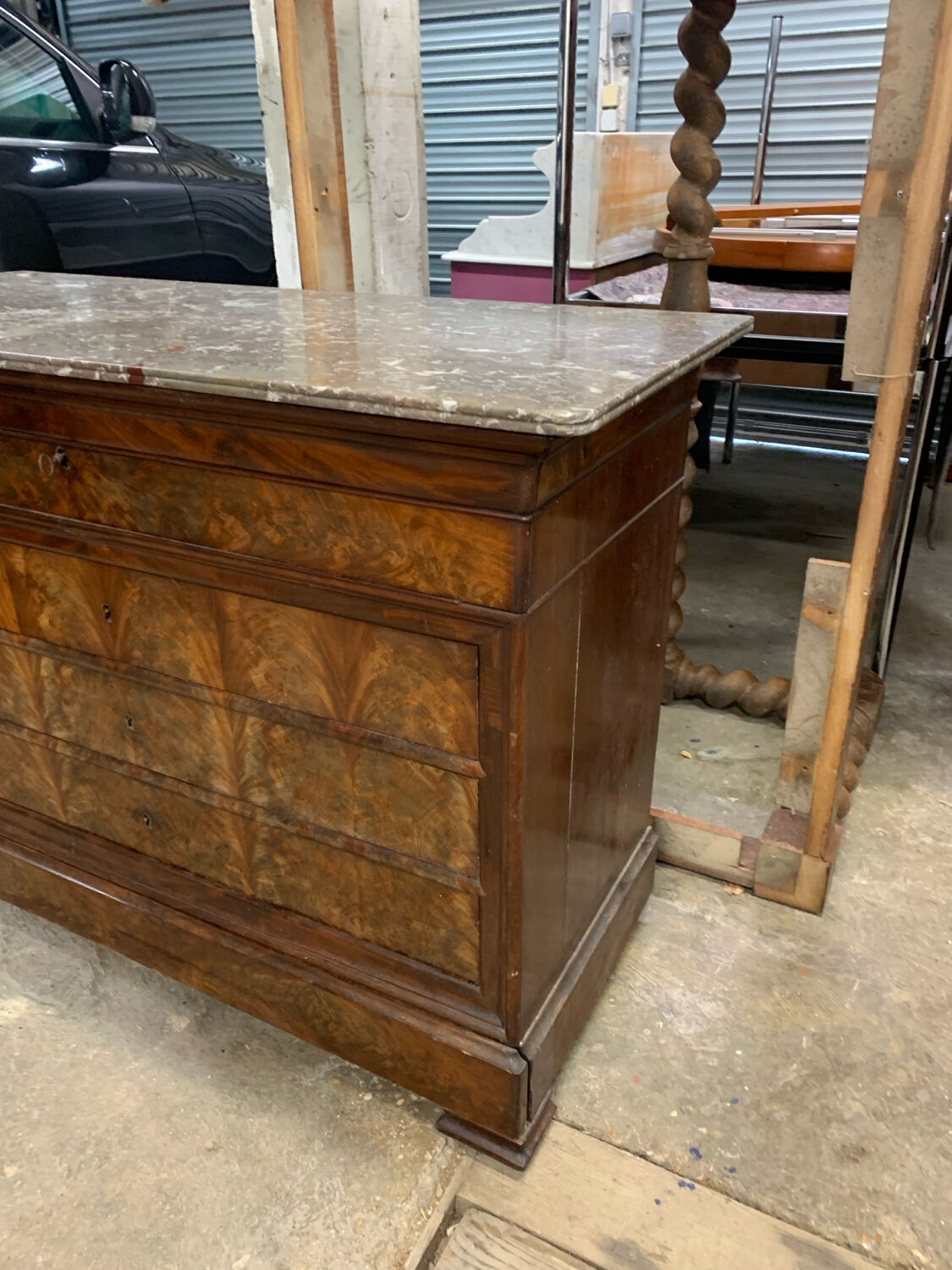 Antique Louis-Philippe chest of drawers, 19th century secretary