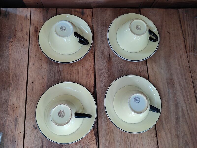 Coffee service Porcelain Cup Wolf mill Black liseré Patel