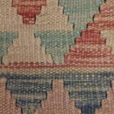 Blush Pink Kilim Rug, Handwoven Wool Tribal Accent Area Rug 60x89cm