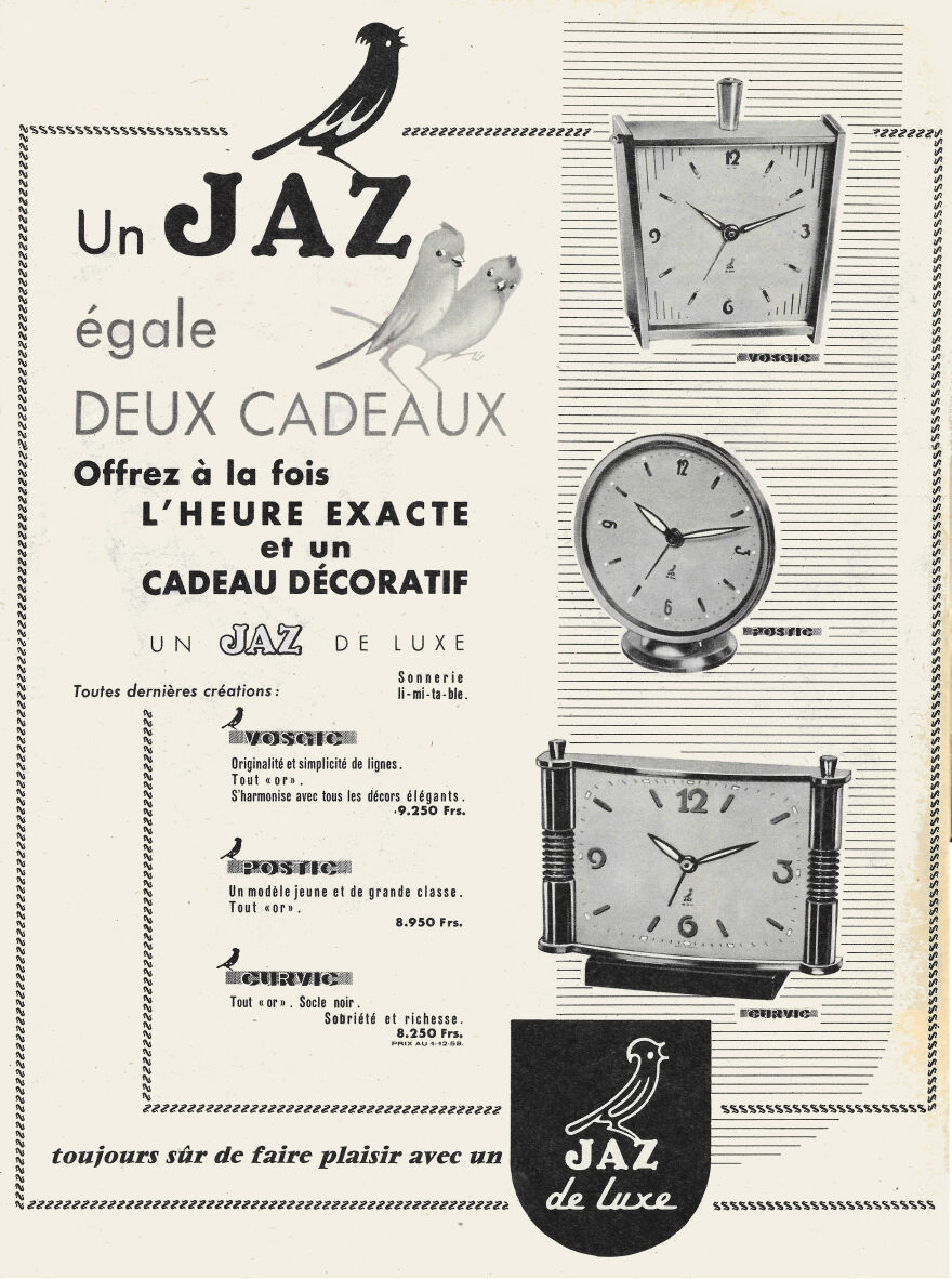 Vintage Jaz Postic alarm clock of 1960