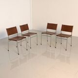 4 "SE06" brown leather chairs by Martin Visser for Spectrum 80's