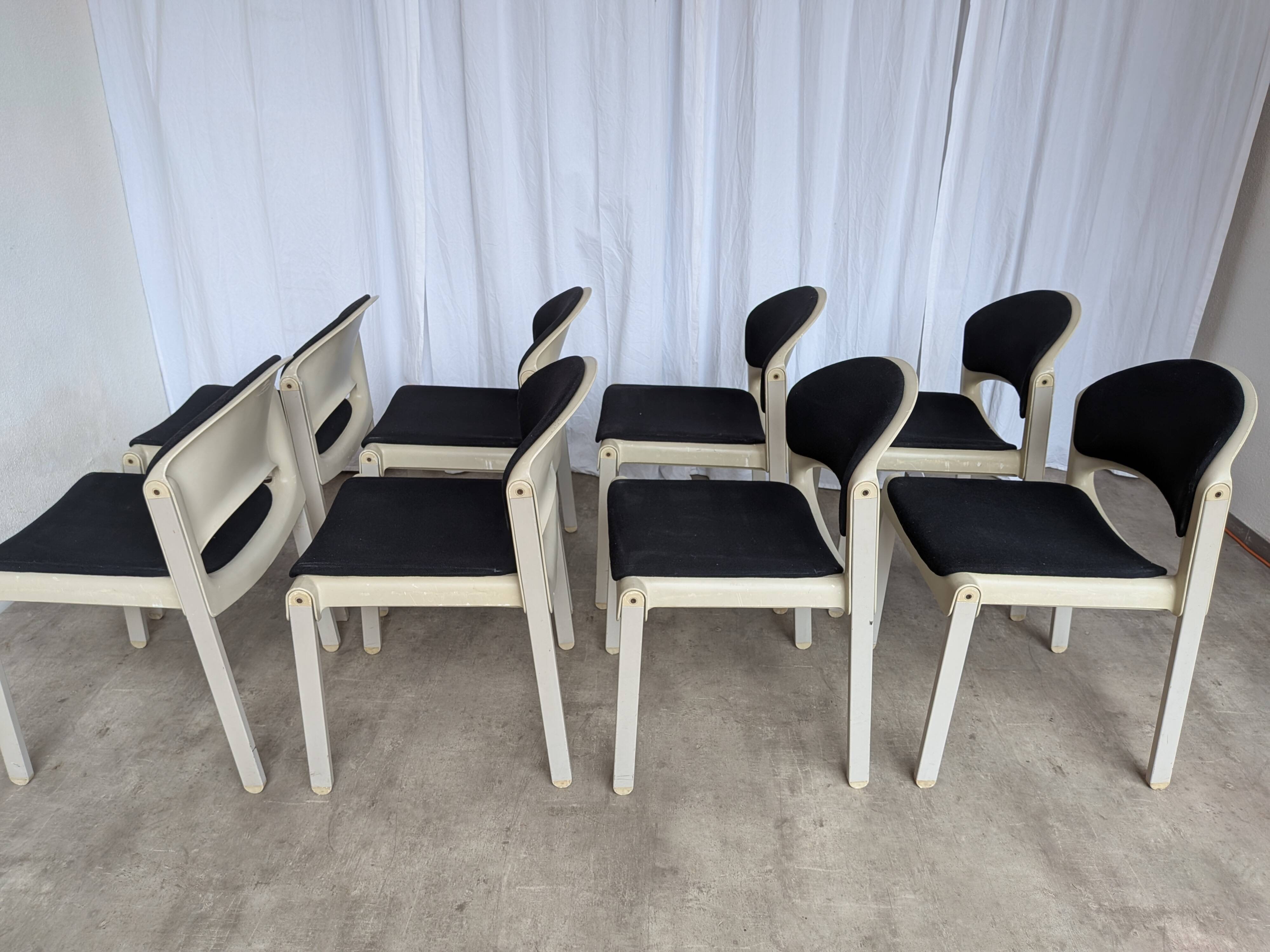Set of 8 Vintage Aeon Mondial Stackable Chair / Dutch Postmodern Dining Cha