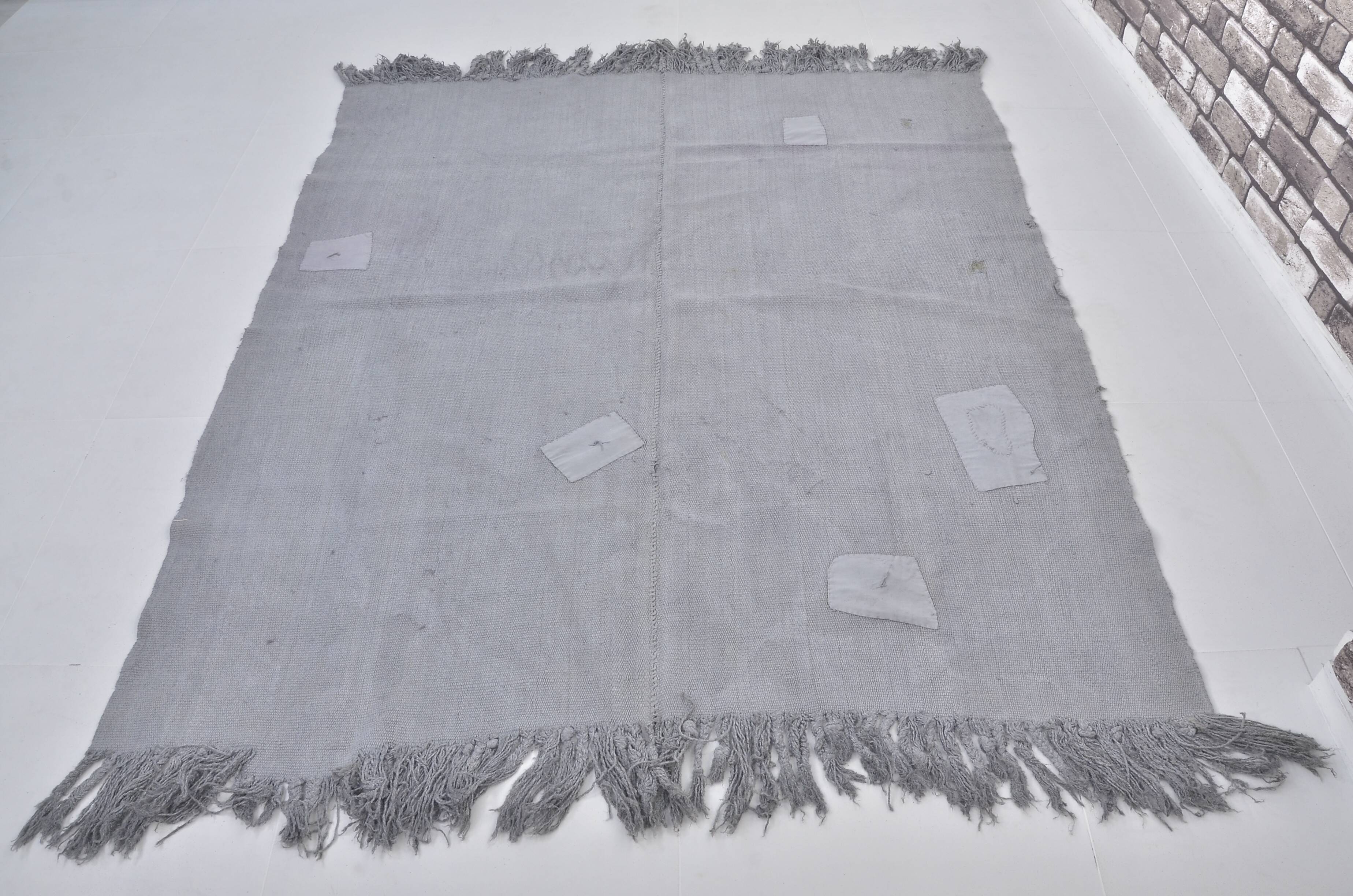 Vintage Anatolian hemp rug in grey, reference 3675