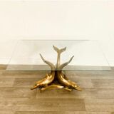 Coffee table 3 dolphins in brass