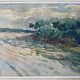 Painting "Tree Riverside Landscape" Watercolor signed dated 1949