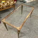 NIII style coffee table brass and travertine