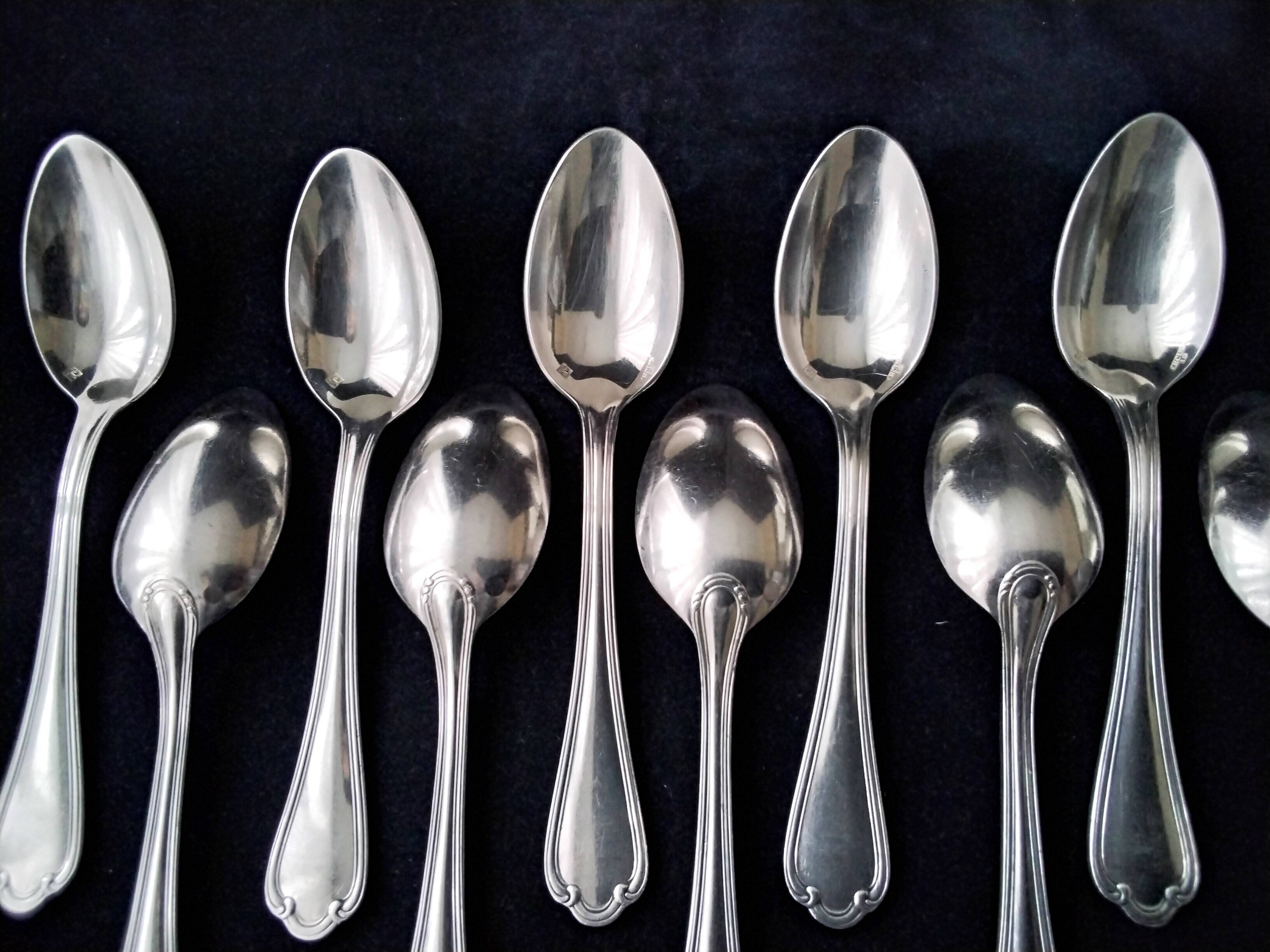 12 silver metal teaspoons Ercuis Sully model