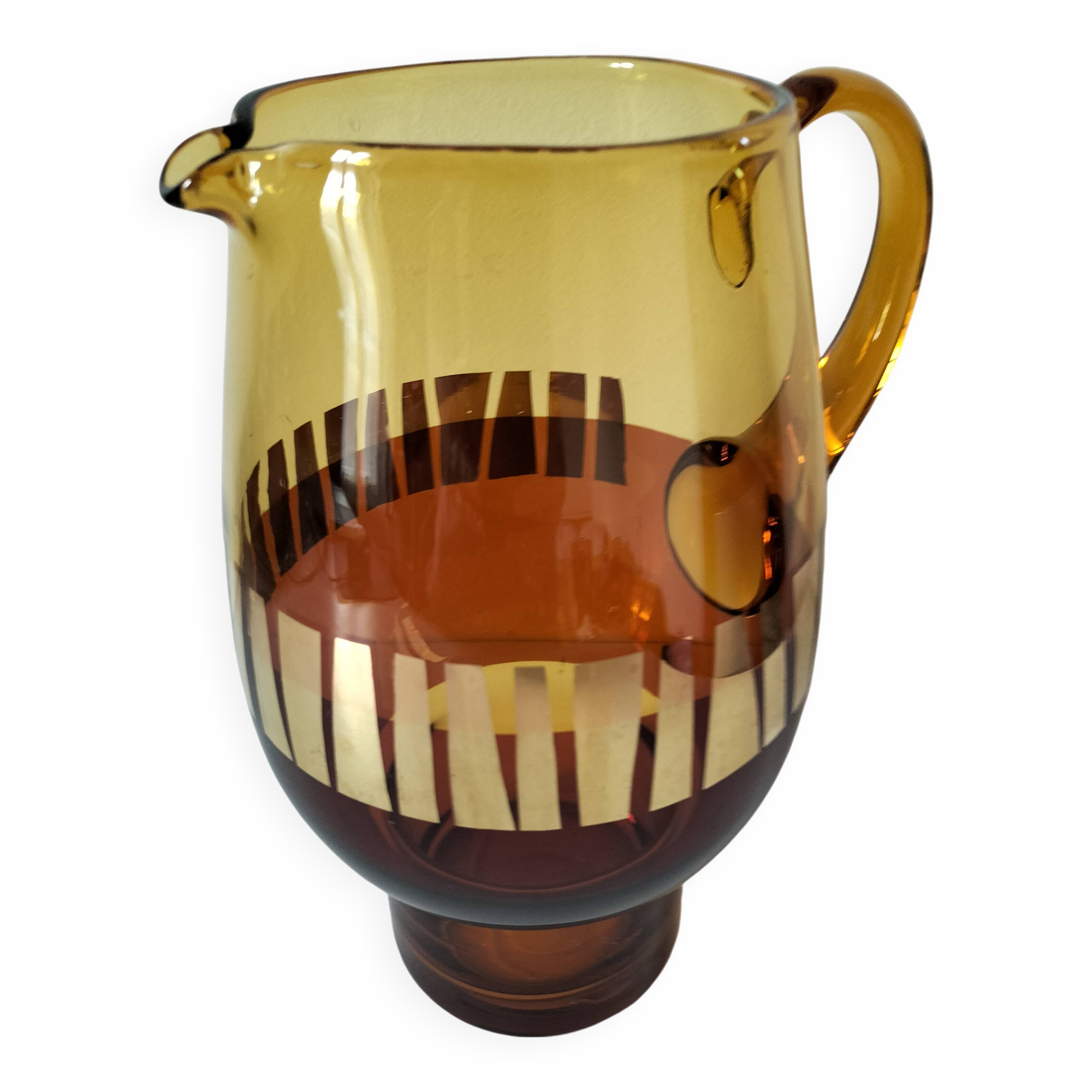 Vintage amber and gold glass carfe