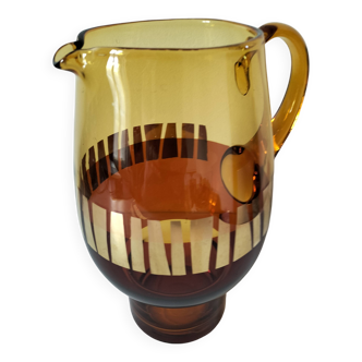 Carfe verre ambré et doré vintage