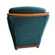 2 fauteuils et pouf assorti en tissu vert et bois