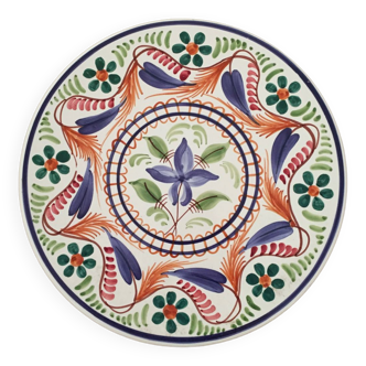 Assiette décorative fleurie en céramique