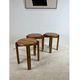 Set of three solid pine stools, 1970s.