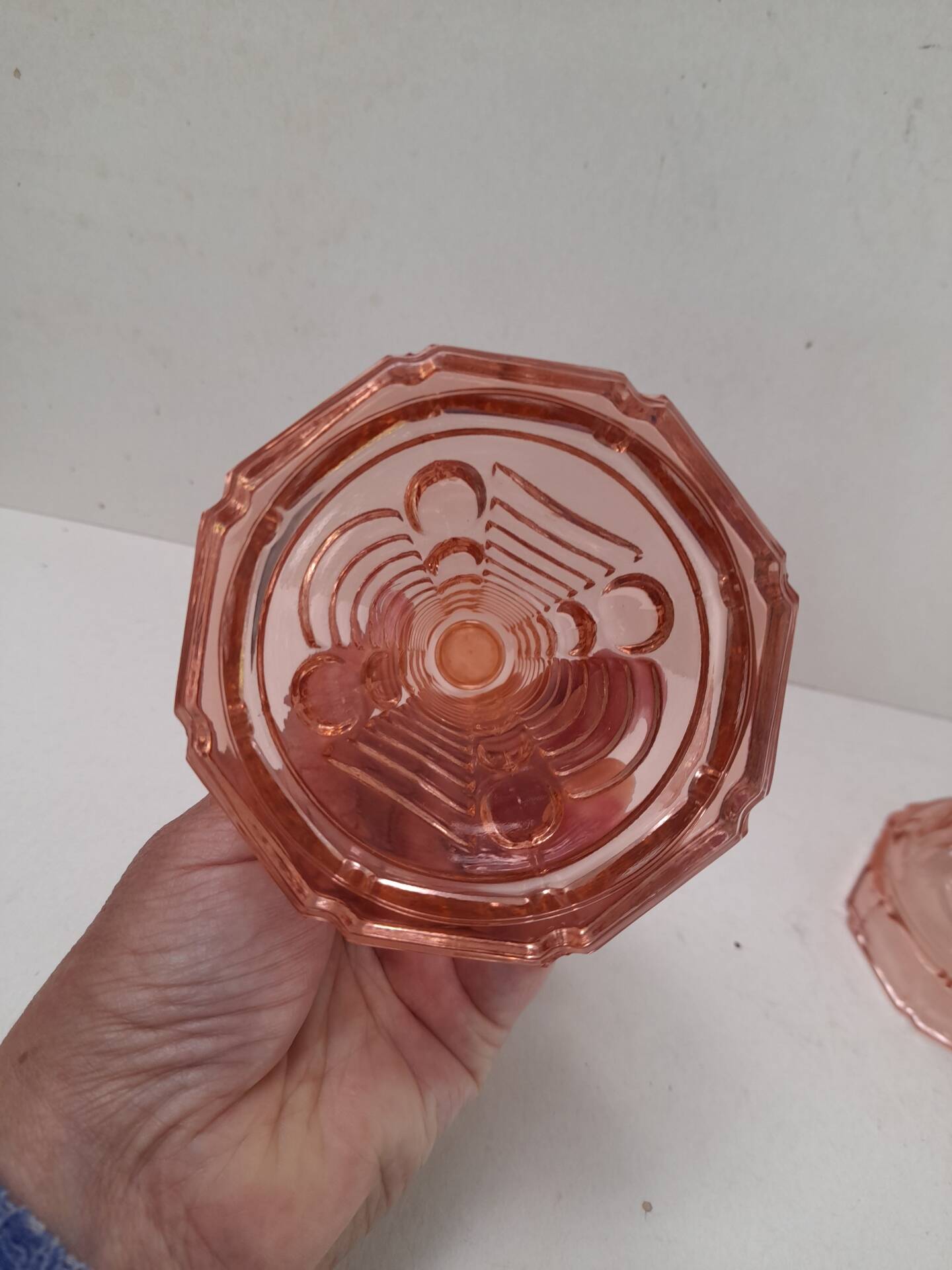 Paire de bougeoirs roses Art Déco Luxval