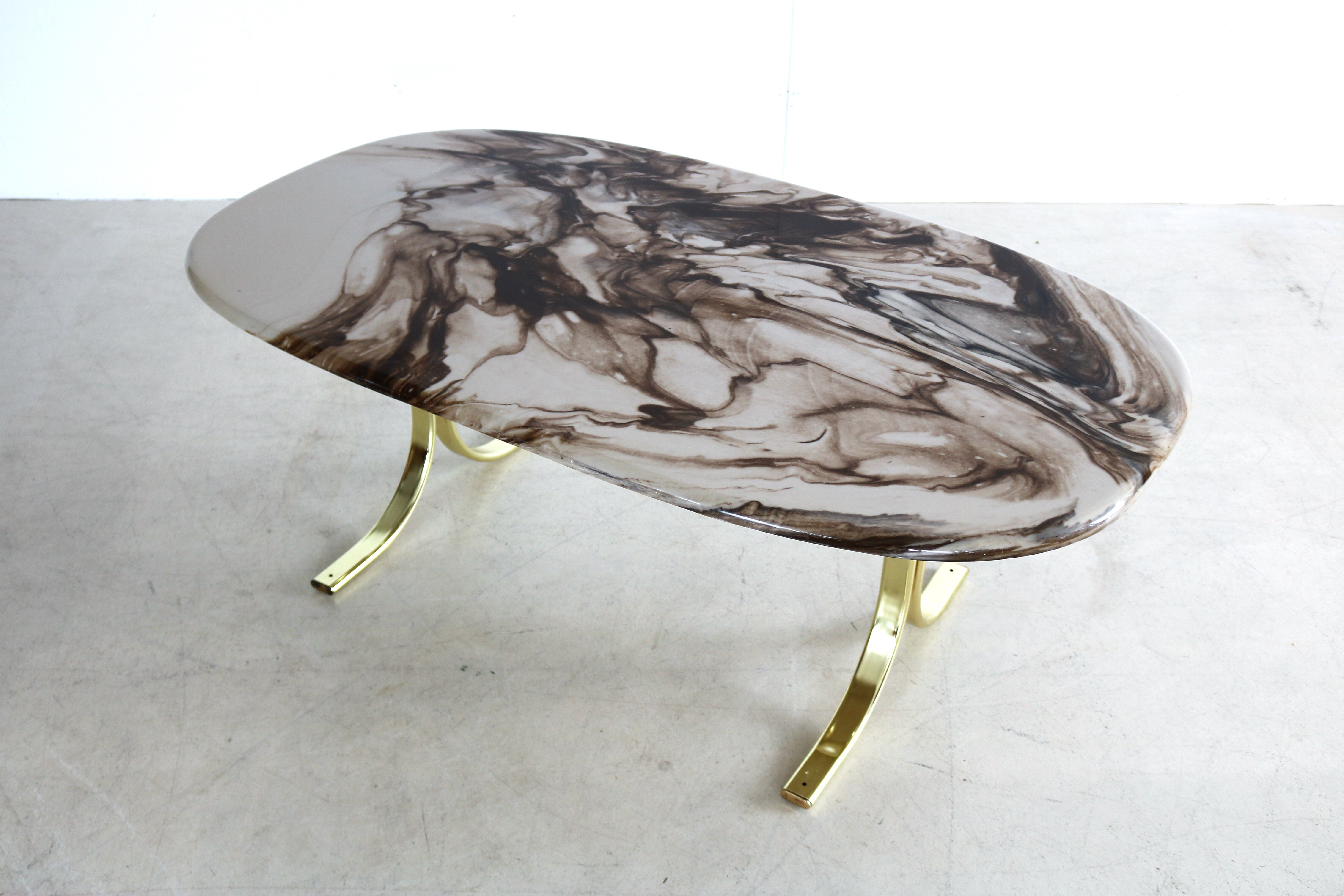 Table basse vintage, plateau en marbre, années 60, Suède