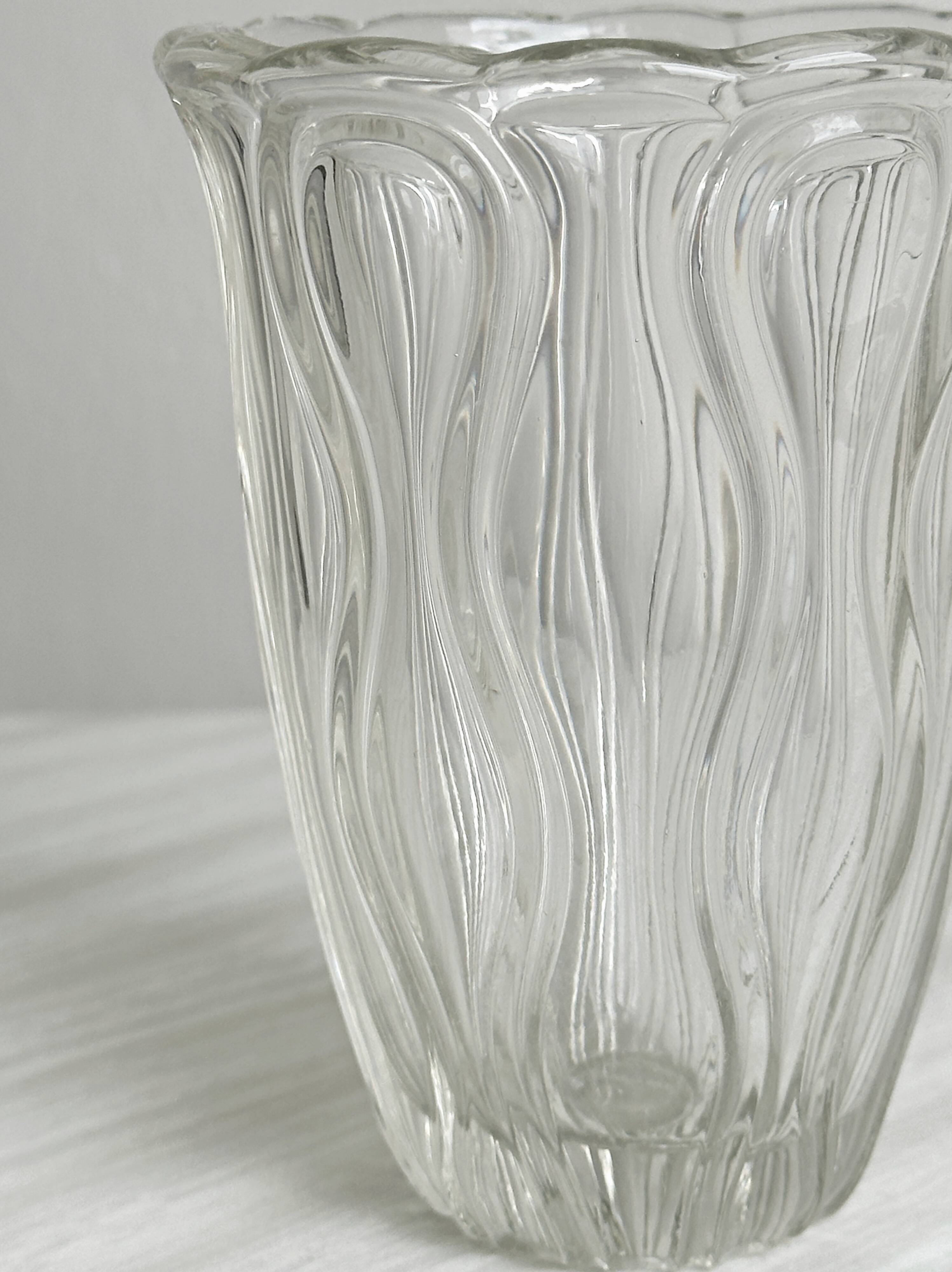 Thick transparent glass vase