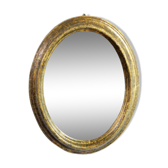 Oval mirror gilded with leaf