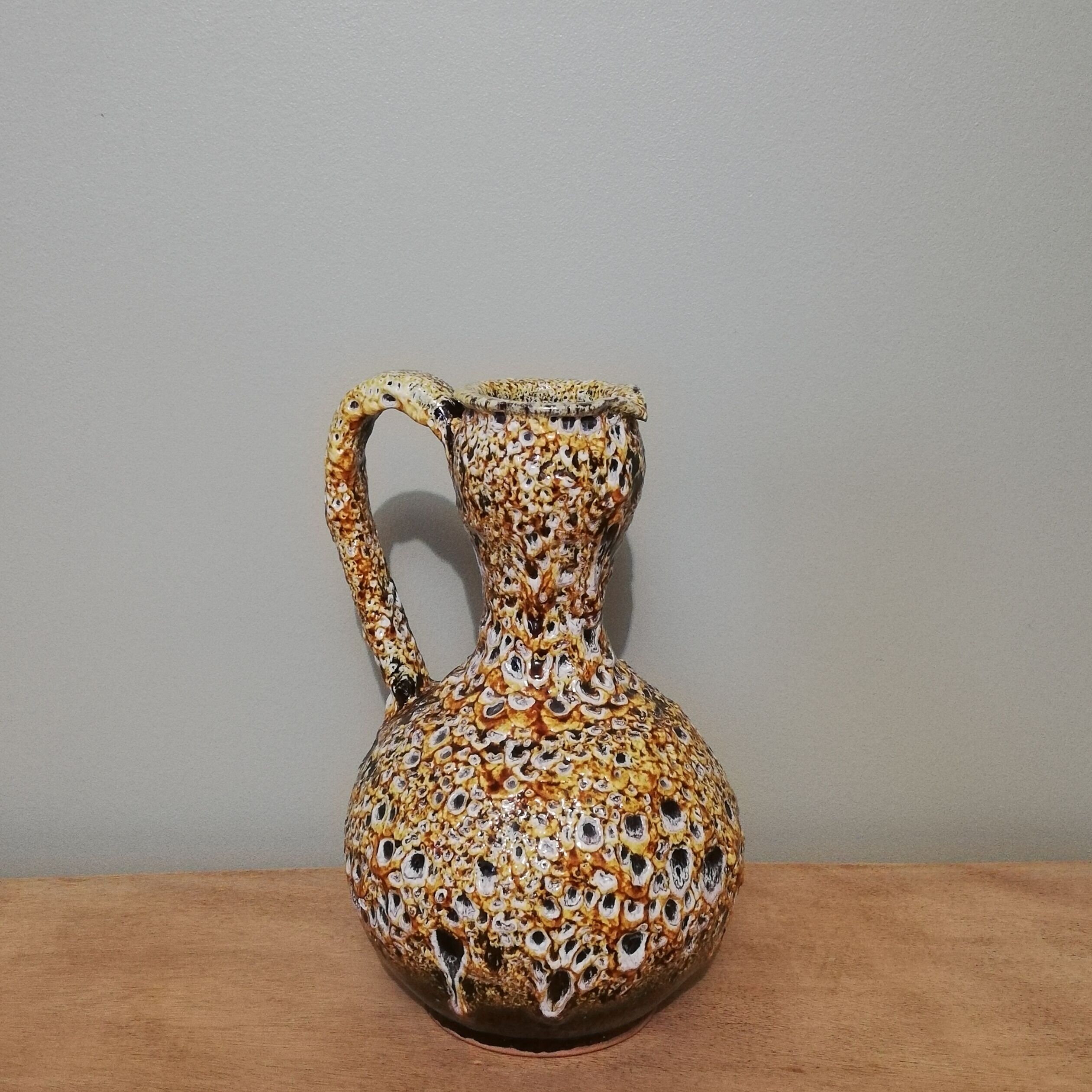 Honey colored Fat Lava ceramic pitcher vase