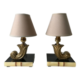 Pair of bronze and marble lamp art deco 30s