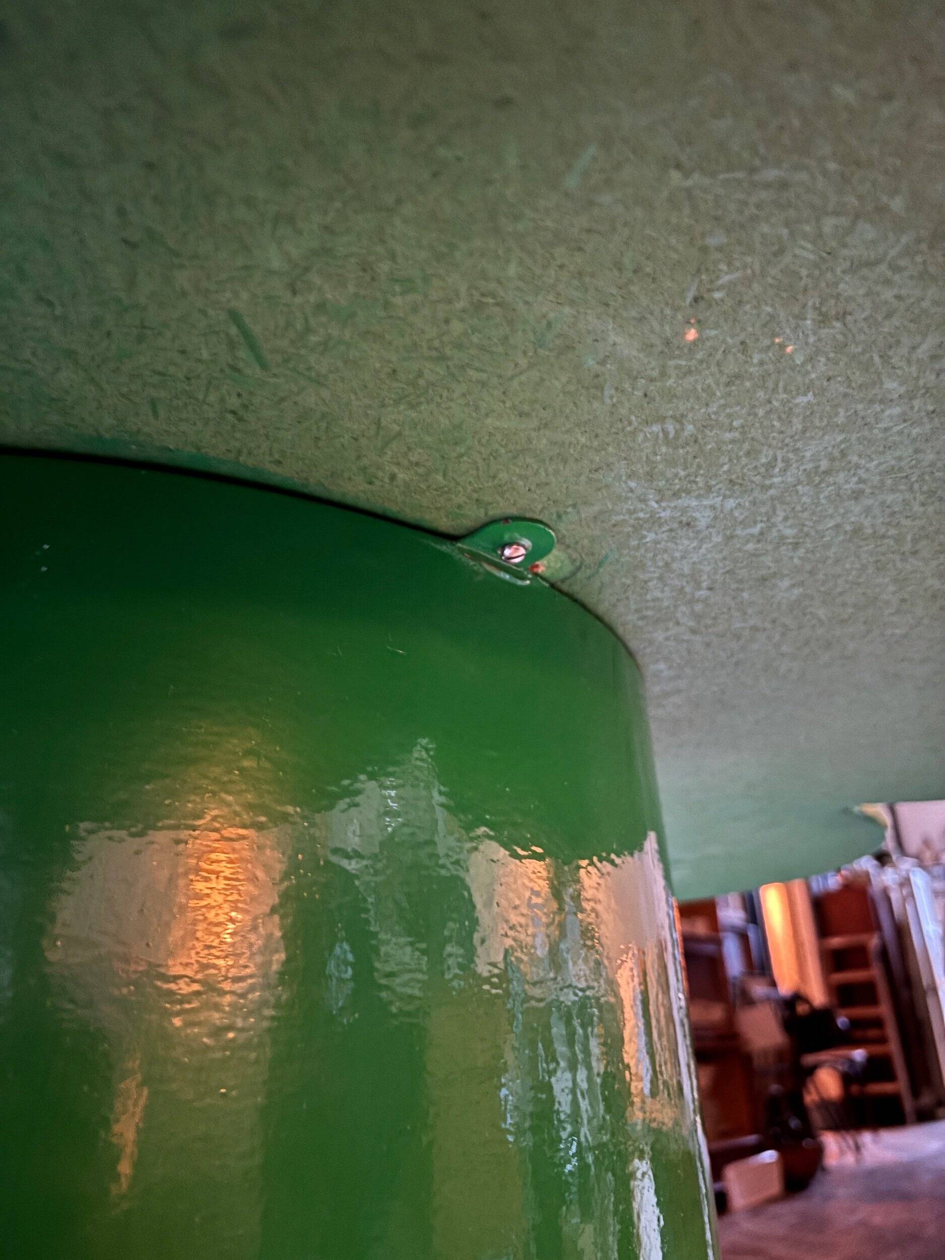 Tomotom table in wood and green metal by Bernard Holdaway, 1960