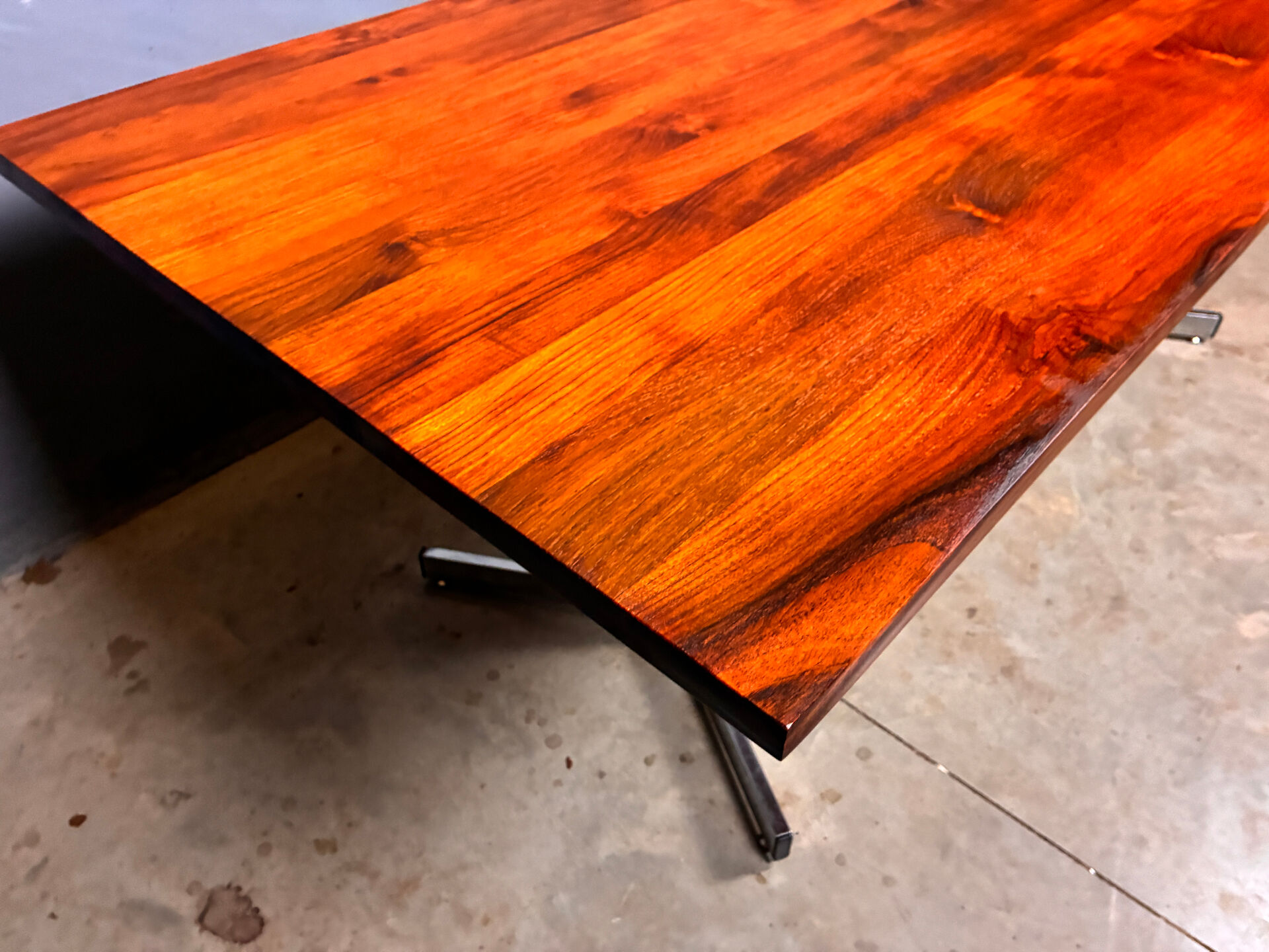 Vintage minimalist dining table chrome teak