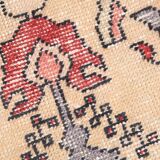 Antique Red Tan Beige Turkish Vintage Rug, 130x247Cm