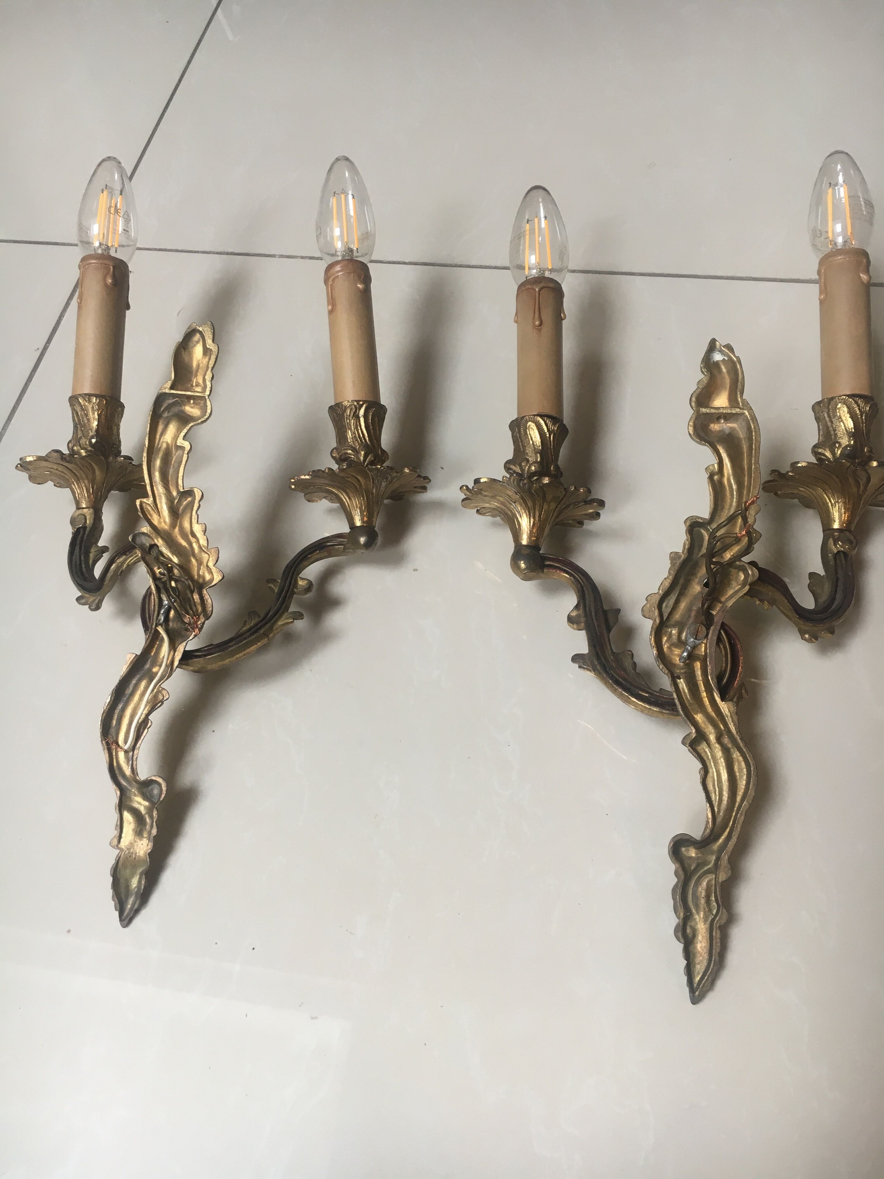 Pairs of Louis XV style wall lights