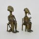 Paire de statues africaines en bronze du roi/reine du Bénin, Art Africain, Art primitif. Années 50