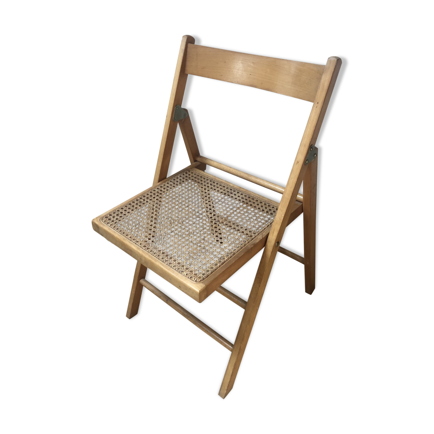 Vintage folding chair wood and caning