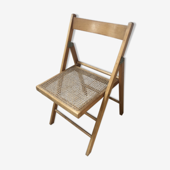 Vintage folding chair wood and caning