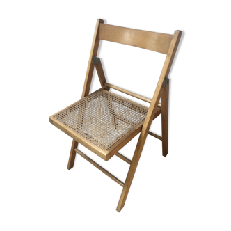 Vintage folding chair wood and caning