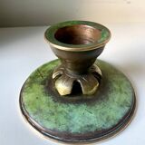 Scandinavian ART DECO candle holder in Bronze with verdigris patina