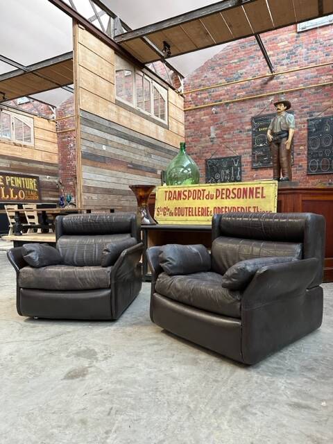 Ensemble de salon en cuir années 80