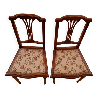 Restored pair of Louis XVI chairs – openwork backrest, solid wood