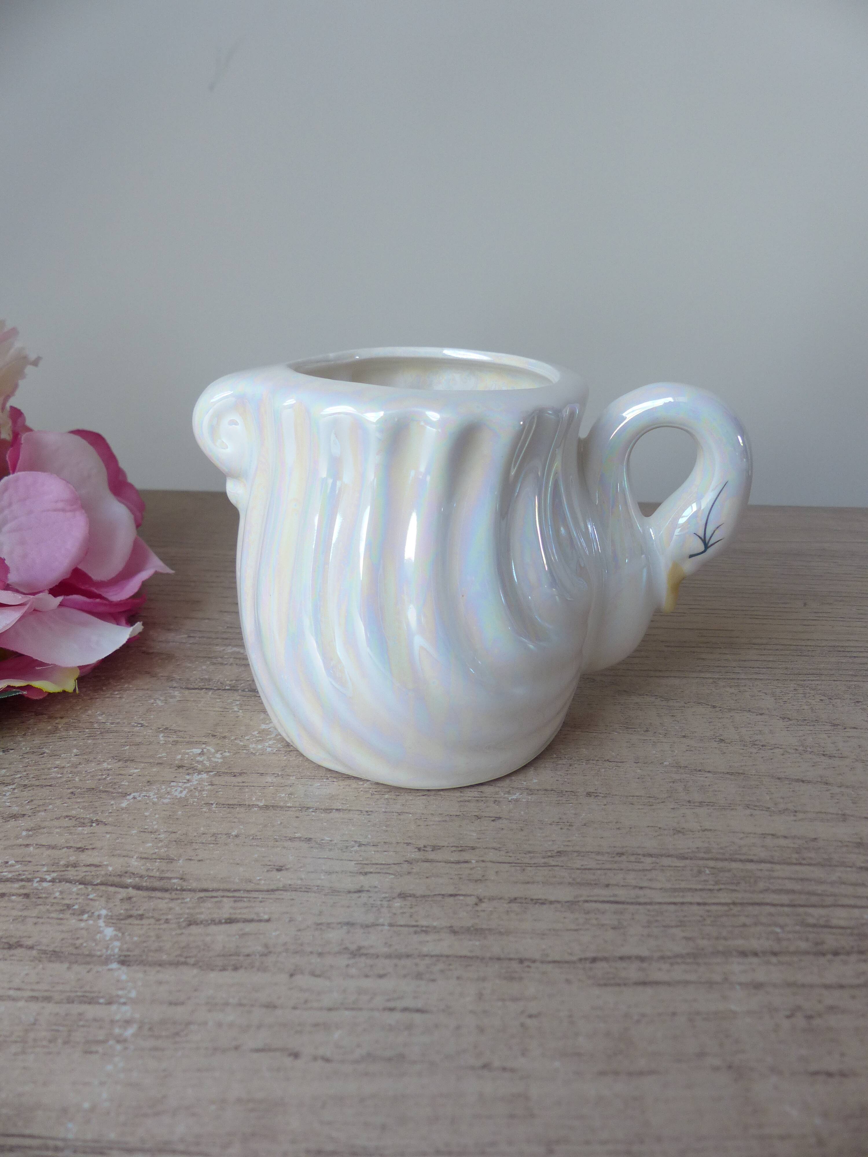 Iridescent Ceramic Swan Tumbler, Swan Pot Bathroom Decoration