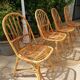 Series of 4 vintage rattan chairs.