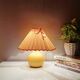 Vintage ceramic table lamp with pleated hood in 80s fabric