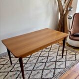Rectangular teak Scandinavian dining table, extendable, vintage 1960s.