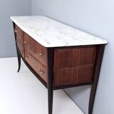 Commode en noyer noir, fabriquée par Dassi, avec plateau en marbre de Carrare, Italie