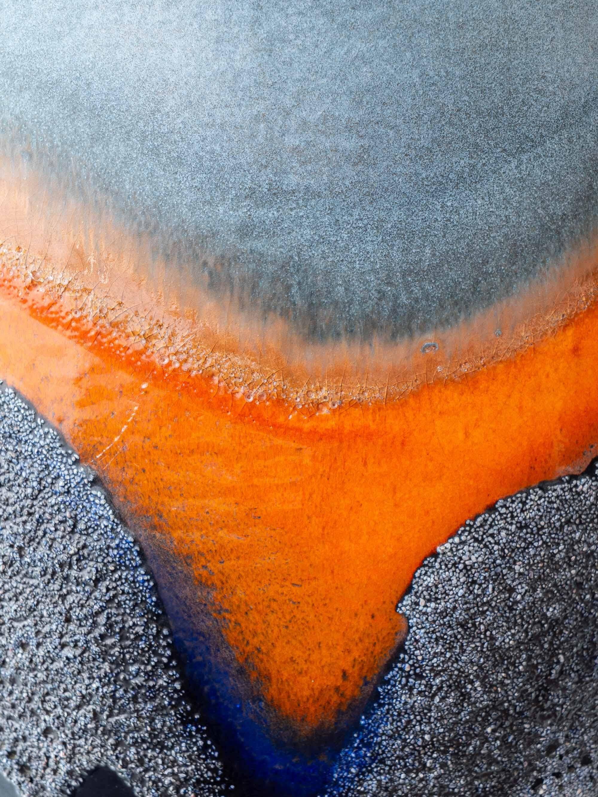 XXL Mid-Century Modern grey and orange ceramic table lamp Carstens Tönnieshof