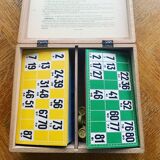 Complete lotto game in its vintage wooden box