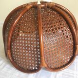 Suspension fleur rotin