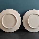 Set of 2 antique French fondue or artichoke plates in Majolica