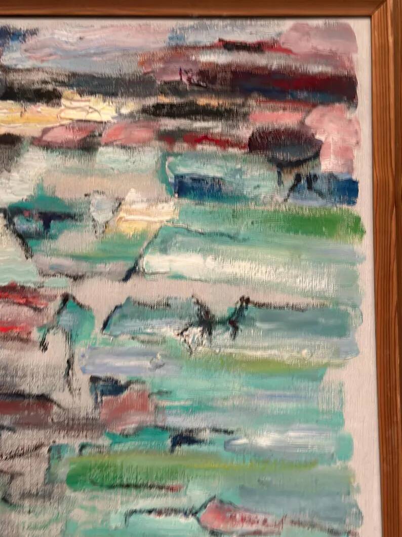 Swedish Oil on Canvas“Abstract Composition” by Klas Engman– Vintage &Framed