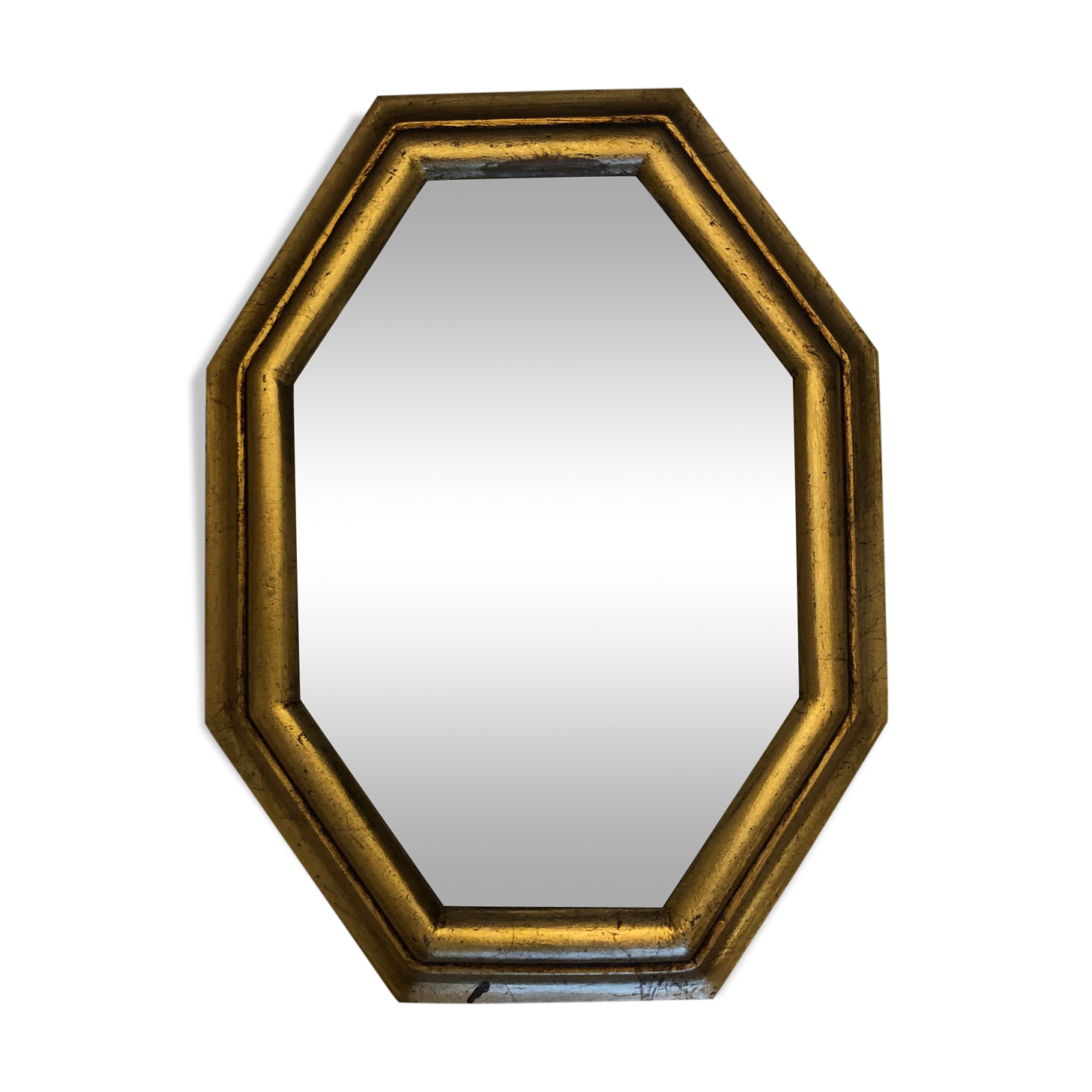 Small golden octagonal mirror 20x26cm