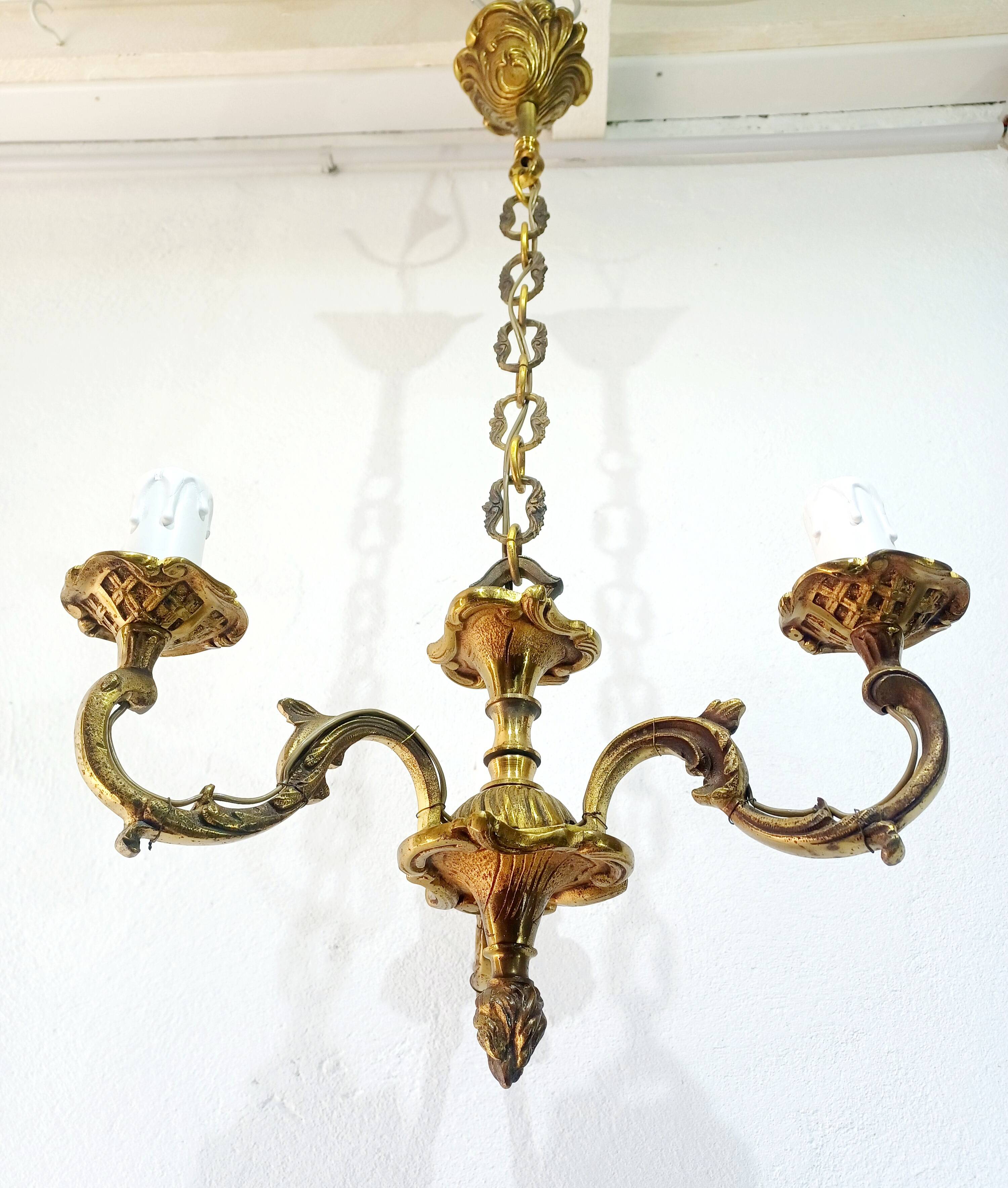 3-Light Bronze Chandelier
