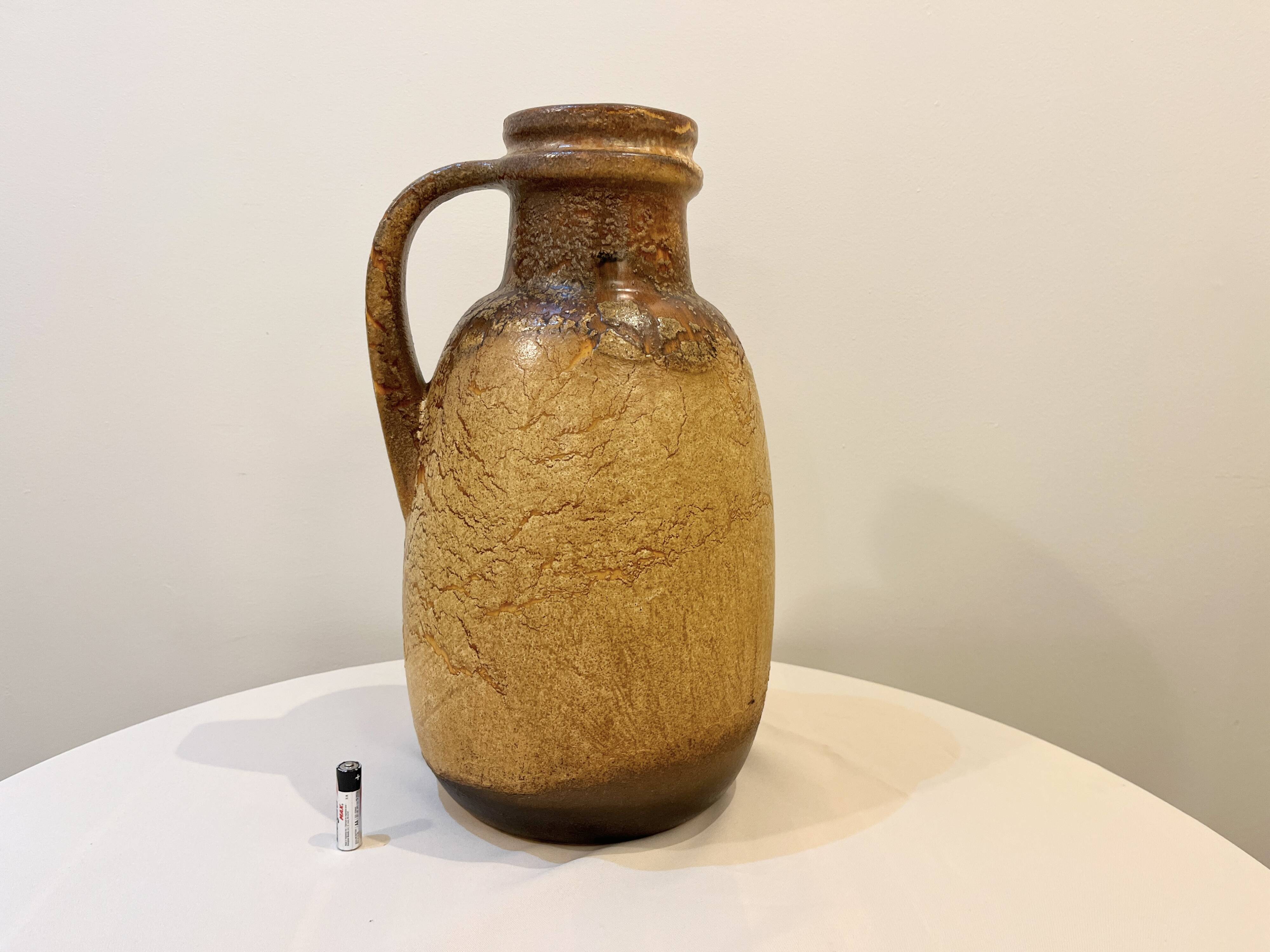 XXL Floor vase ceramic beige brown Scheurich 417-42 Fat Lava West Germany vintage 1950s 1960s